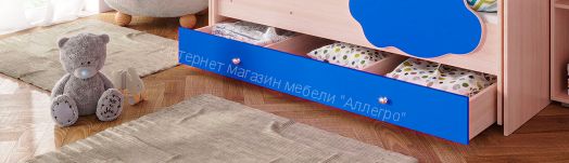 Ящик для кровати Соник, млечный дуб/синий