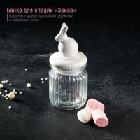 Банка стеклянная для сыпучих продуктов с керамической крышкой Доляна «Зайка», 230 мл