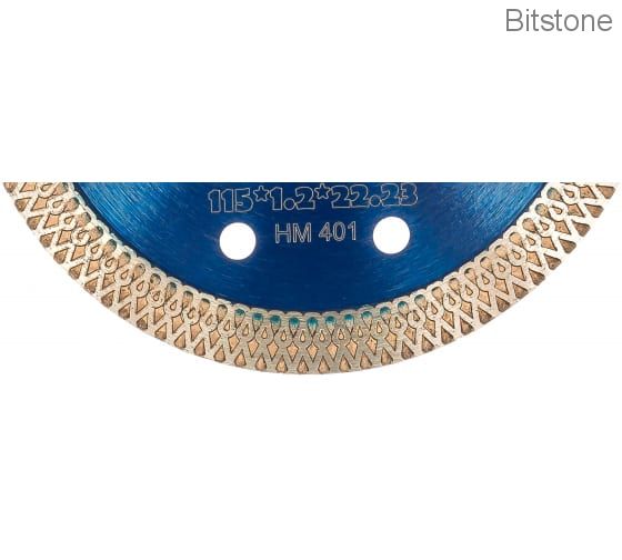 Диск алмазный Hilberg отрезной Турбо Ультратонкий Х-тип (керамика, керамогранит) 115мм/22,23мм (HM401)