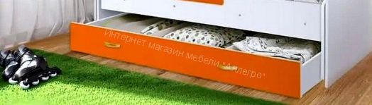 Ящик для кровати "Радуга" (Матрешка), белый/оранжевый