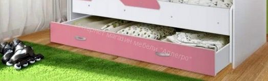 Кровать 2-х ярусная выкатная "Радуга" (Матрешка) 80х160 без ящика Белый, Розовый