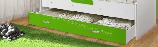 Ящик для кровати "Радуга" (Матрешка), белый/лайм