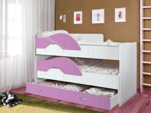 Лестница для кровати "Радуга" (Матрешка), белый/ирис