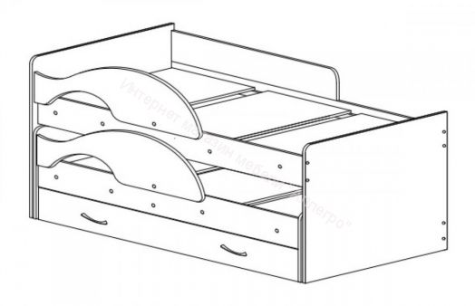Кровать "Радуга" выкатная 1.9 на щитах с ящиком  Млечный дуб, Оранжевый