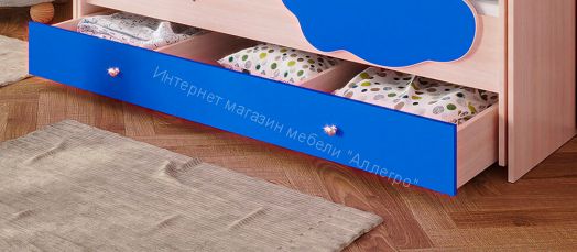 Ящик для кровати "Радуга" (Матрешка) 190 млечный дуб/синий