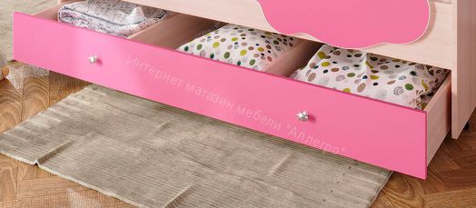 Ящик для кровати "Радуга" (Матрешка) 190 млечный дуб/розовый