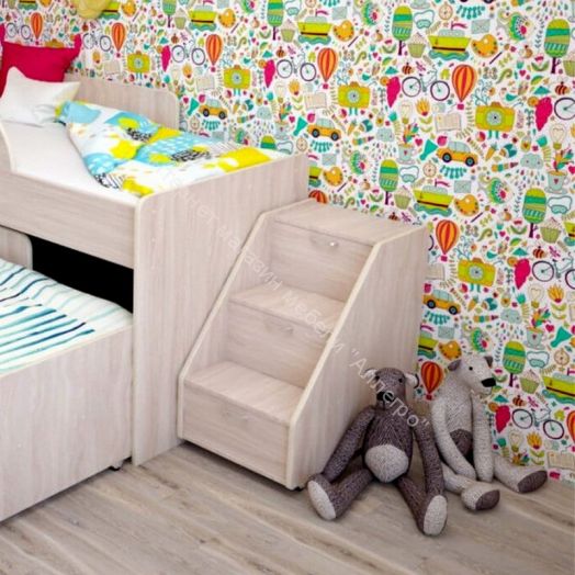 Лестница для кроватей "Радуга" (Матрешка), "Соник" млечный дуб/млечный дуб