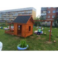 Домик дерево №7 с песочницей и качелями