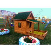 Домик дерево №7 с песочницей и качелями