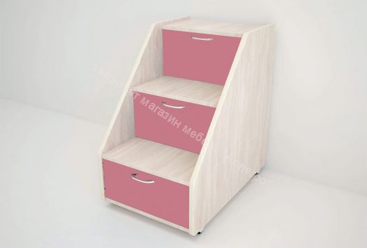 Лестница для кроватей "Радуга" (Матрешка), "Соник" млечный дуб/розовый