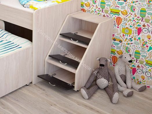 Лестница для кроватей "Радуга" (Матрешка), "Соник" ясень шимо светлый/тёмный