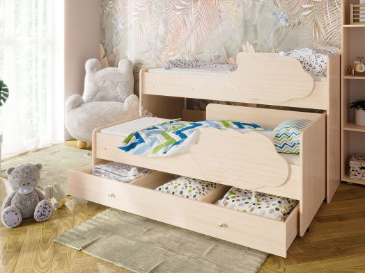 Детская выкатная двухъярусная кровать «Соник» без ящика, без бортиков 80х190 на щитах