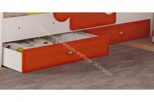 Ящики для кроватей "Мозаика", "Тетрис", "Мая", "Умка", "Сафари" (2 шт. в комплекте), Белый/Оранжевый