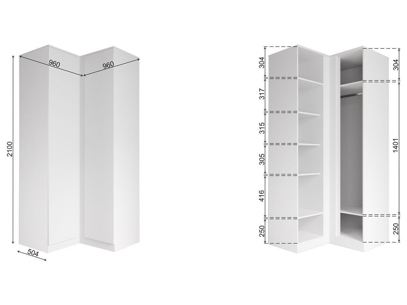 Шкаф угловой Мори МШУ 960.1