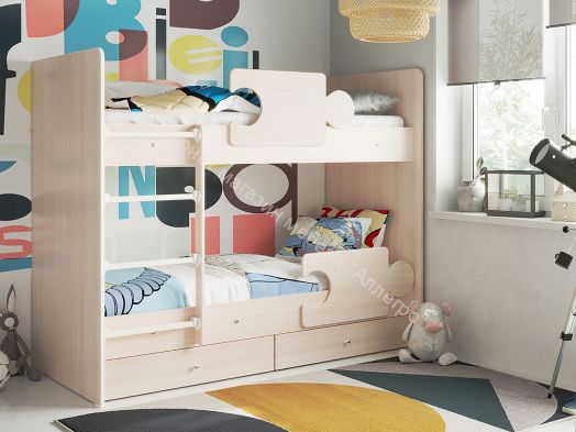 Ящики для кроватей "Мозаика", "Тетрис", "Мая", "Умка", "Сафари" (2 шт. в комплекте), Млечный дуб/Млечный дуб