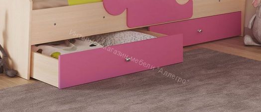 Ящики для кроватей "Мозаика", "Тетрис", "Мая", "Умка", "Сафари" (2 шт. в комплекте), Млечный дуб/Розовый