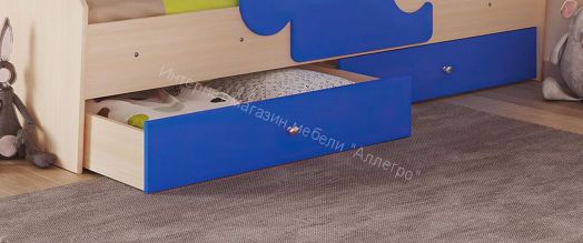 Ящики для кроватей "Мозаика", "Тетрис", "Мая", "Умка", "Сафари" (2 шт. в комплекте), Млечный дуб/Синий
