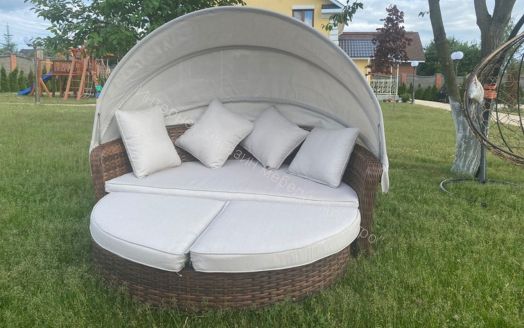 Диван-трансформер Violetta (шезлонг-трансформер) с подушками ротанг искусственный, Коричневый