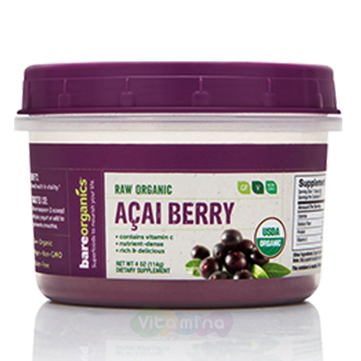 BareOrganics Порошок ягод Асаи Acai Fruit Powder (Organic), 114 г