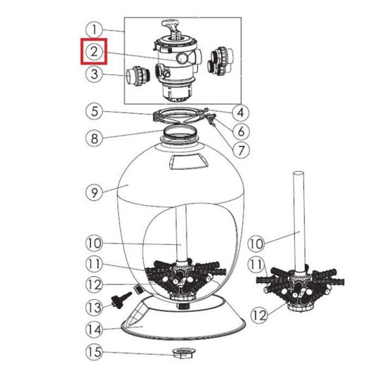 Манометр Aquaviva 100PSI стальной, верхнее