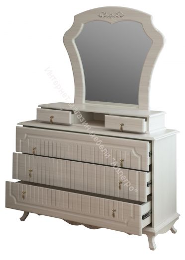 Комод 06.115 Кантри (патина) Н 1190 мм, Вудлайн кремовый/Сандал белый с зеркалом