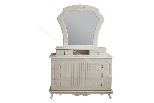 Комод 06.115 Кантри (патина) Н 1190 мм, Вудлайн кремовый/Сандал белый с зеркалом