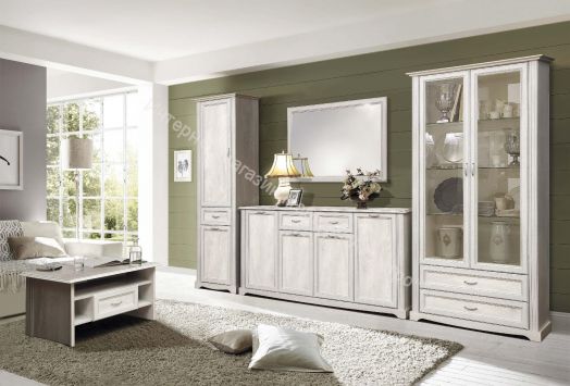 Шкаф комбинированный 32.05, Бетон пайн белый/Бетон пайн белый патина