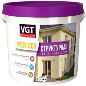 Краска Фасадная Структурная VGT Protector 15кг Зерно 0.5-1мм для Внутренних и Наружных Работ / ВГТ Протектор.