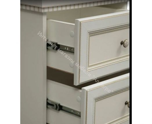 Тумба под ТВ 40.05 Эльмира, Белый/Белая кожа патина