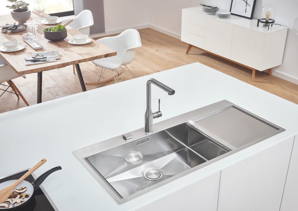 Мойка Grohe K1000 из нержавеющей стали с корзинчатым вентилем схема 2