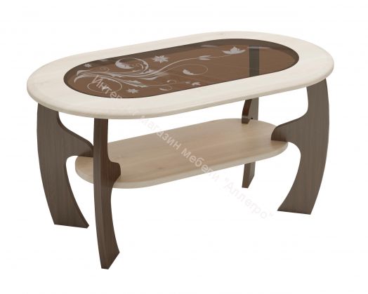 Журнальный стол Маджеста-2 со стеклом с рисунком, Венге/Клен азия