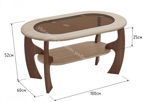 Журнальный стол Маджеста-2 со стеклом, ясень шимо темный/ясень шимо светлый