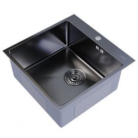Мойка Ника Настол. Монтаж 50Х50 (3,0) ВЫП 3 1/2 MIXLINE PRO 20СМ с Сифоном (Черный Графит).