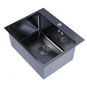 Мойка Ника Настол. Монтаж 53Х43 (3,0) ВЫП 3 1/2 MIXLINE PRO 22СМ с Сифоном (Черный Графит).