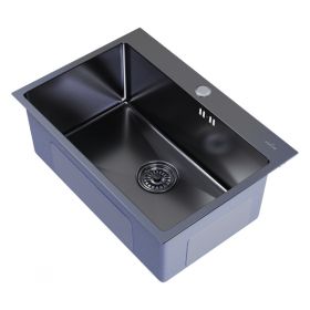 Мойка Ника Настол. Монтаж 65Х45 (3,0) ВЫП 3 1/2 MIXLINE PRO 22СМ с Сифоном (Черный Графит).