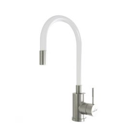 Смеситель для Кухни Ника 35K MIXLINE MLSS-0325 Белый Гибкий Силиконовый Излив.