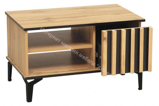 Журнальный стол 51.08 Либерти (опора метал. h=150мм), Дуб вотан/Чёрный