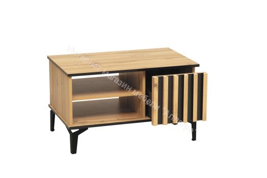 Журнальный стол 51.08 Либерти (опора метал. h=150мм), Дуб вотан/Чёрный