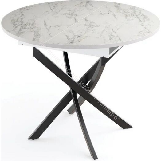 Стол обеденный "Адажио" 55.04, мрамор Белый / металл Чёрный