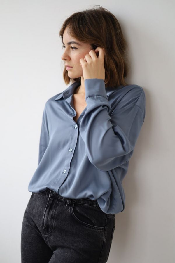 Рубашка из бамбука синяя