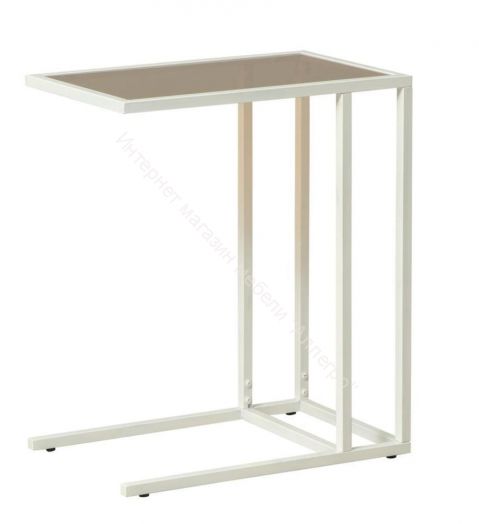 Стол приставной Скандик 42.24 (со стеклом), металл Белый