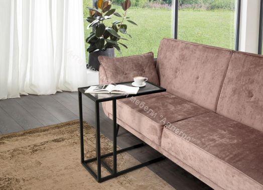 Стол приставной Скандик 42.24 (со стеклом), металл Чёрный