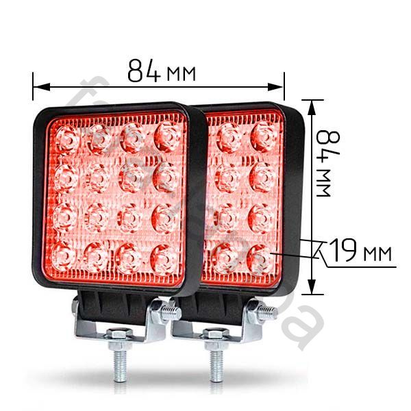 Светодиодные фары красные 48 Ватт