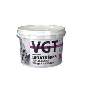 Шпатлевка Вододисперсионная VGT 1кг Акриловая для Заделки Трещин и Сколов для Внутренних Работ / ВГТ.