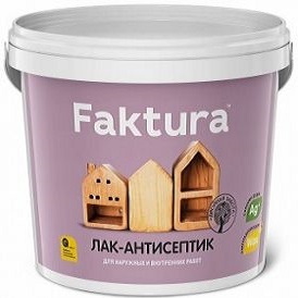 Лак Антисептик Faktura 9л Золотой Дуб на Водной Основе с Ионами Серебра и Воском для Наружных и Внутренних Работ / Фактура.