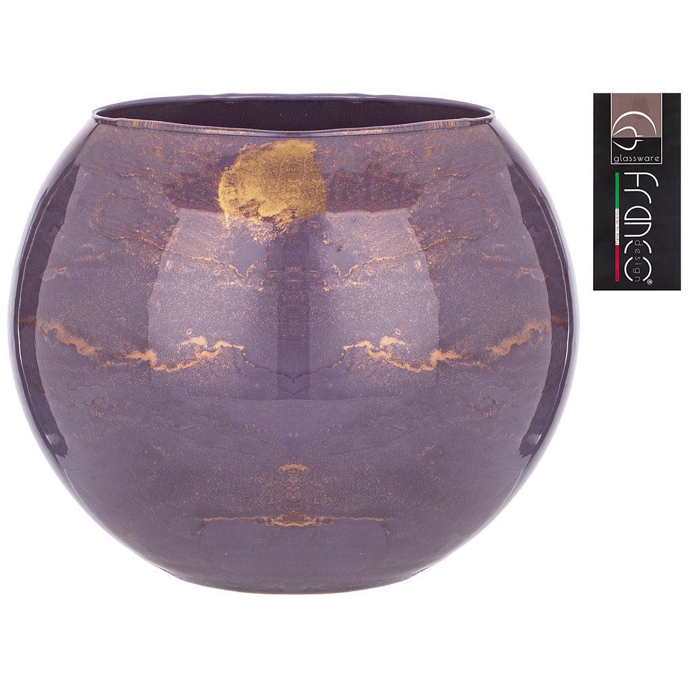 а) ВАЗА SFERA "GOLDEN MARBLE LAVENDER" ДИАМЕТР 20СМ