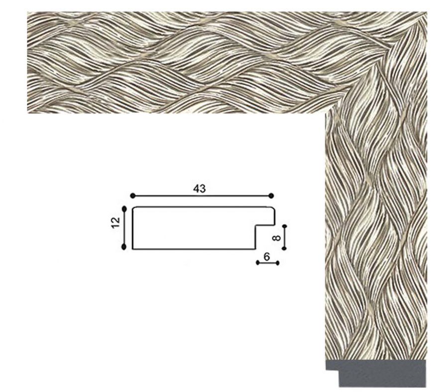 Зеркало в раме настенное в салон офис для дома в прихожую спальню коридор Steel ripples 45х169 см сталь