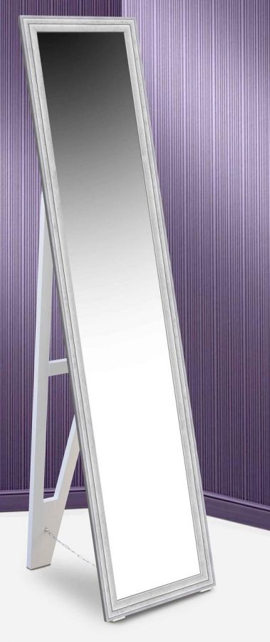Напольное зеркало в раме на подставке в рост в прихожую спальню коридор Silver small modern 45х169 серебро