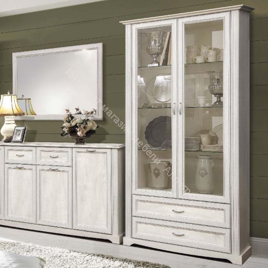 Шкаф комбинированный 32.05, Бетон пайн белый/Бетон пайн белый патина