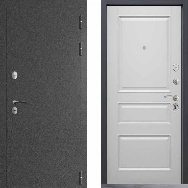 Входная дверь  Command Doors Сибирь ТЕРМО букле графит 02 Белый матовый